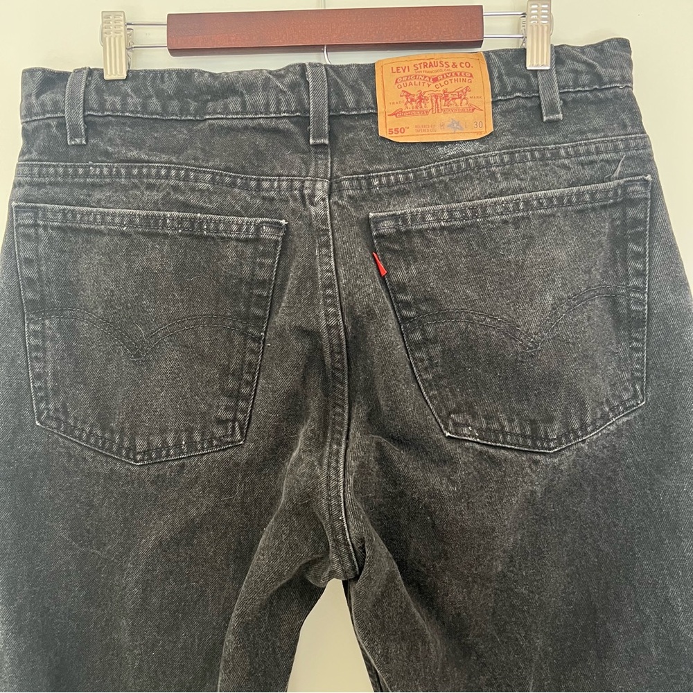 Levi’s 550 Relaxed Fit Tapered Leg Size 38/30 Vintage 90’s Black Denim Jeans - Picture 7 of 12